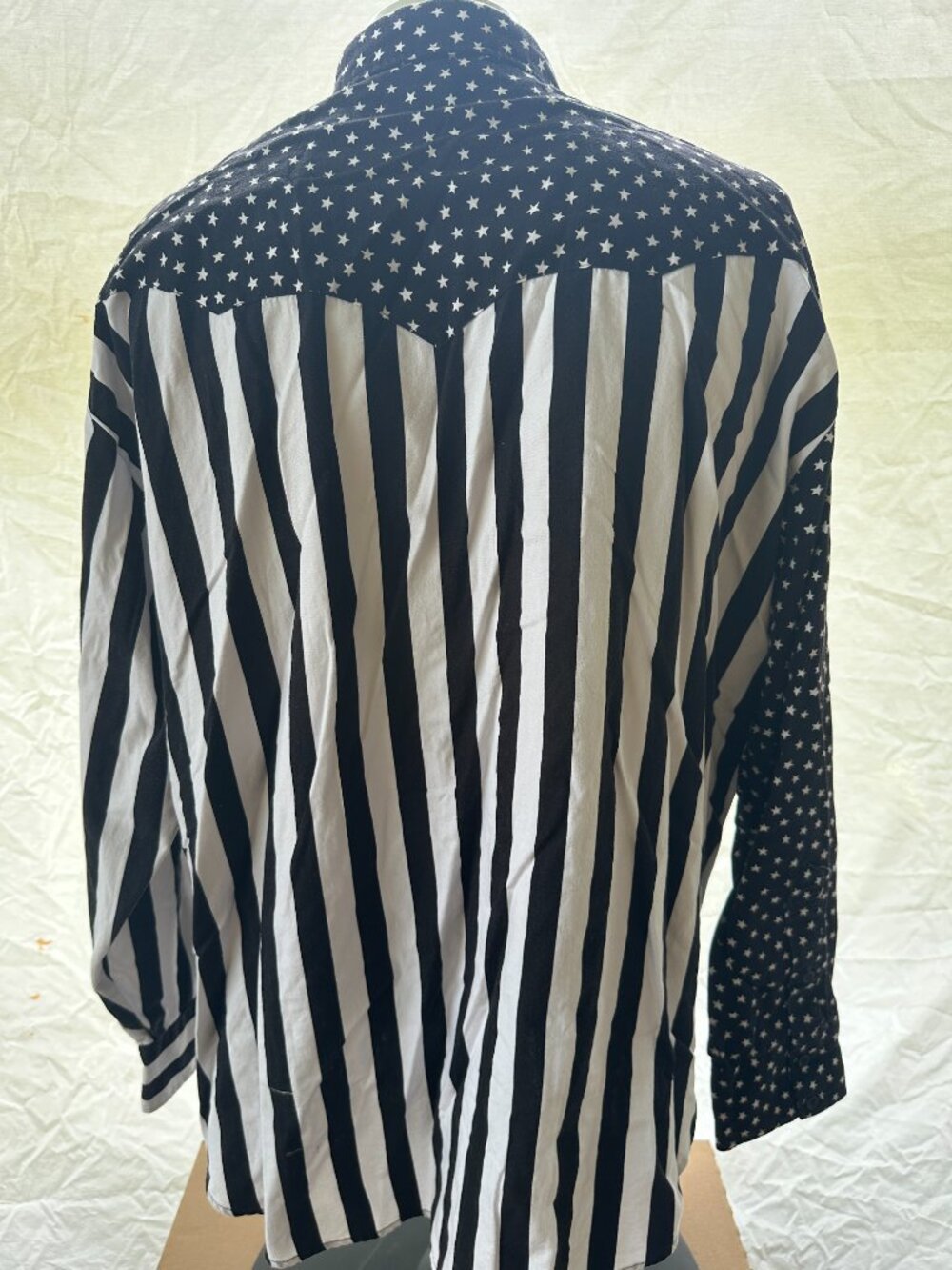 Roughrider by Circle T USA Flag Men's Black White LS Button Front Shirt 2XL Cott - Picture 2 of 3